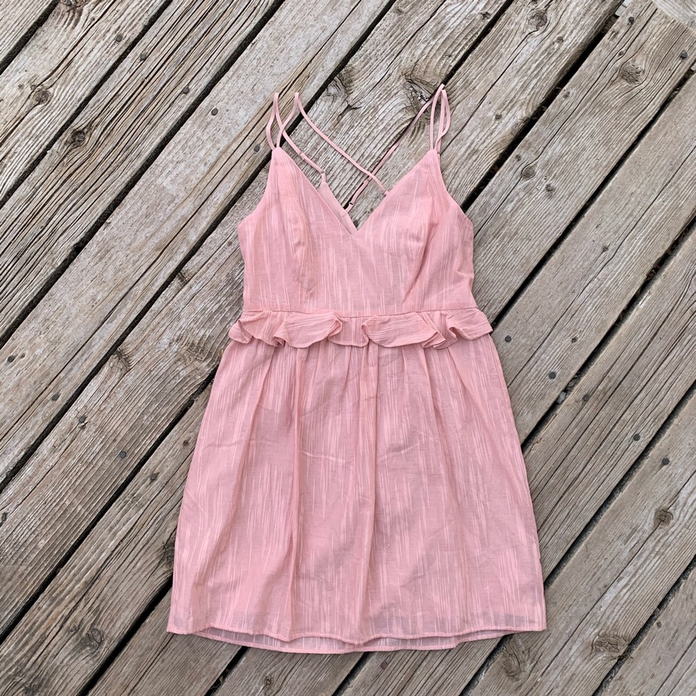 BCBG Blush dress adjustable straps w/ruffle detail